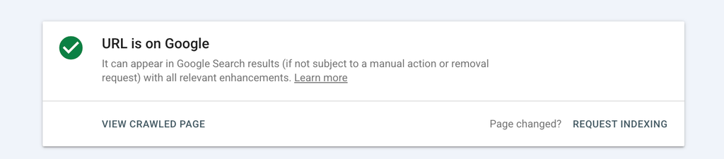 URL Inspection Tool URL is on Google status